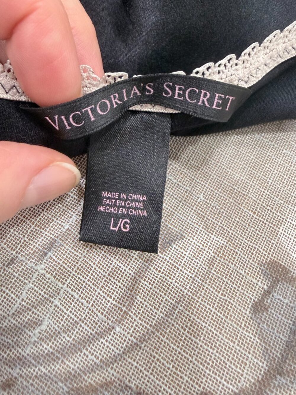 Victoria’s Secret Black Satin Lace Slip Chemise Nightgown Lingerie LG Large - Picture 11 of 14